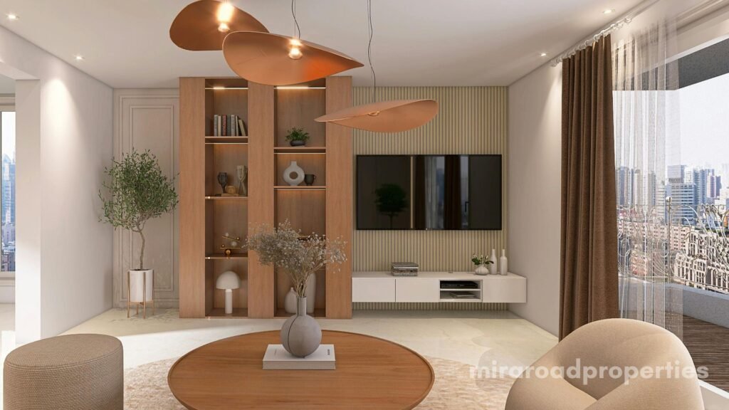 Semi-furnished flat for rent in Mira Road with sea view