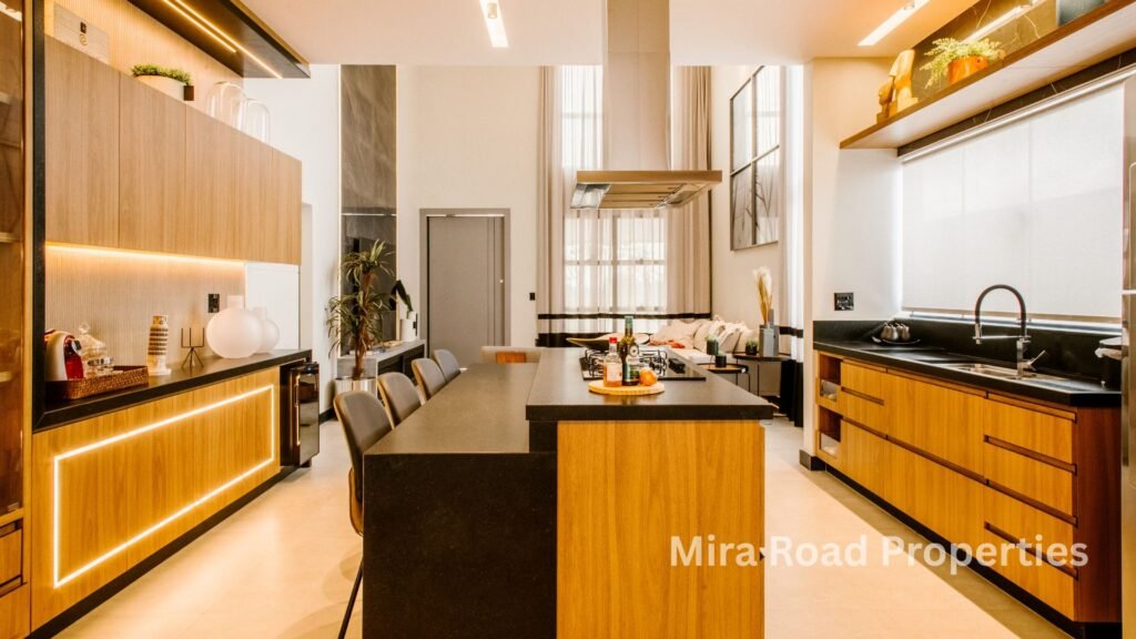 Flats with modular kitchen apartment for rent in Mira Road